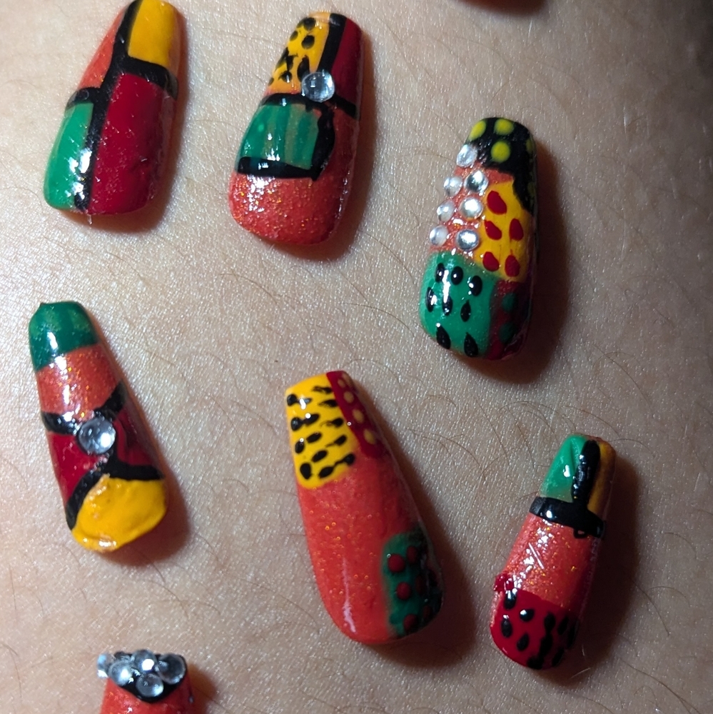 Kente Cloth African Press on Nails
